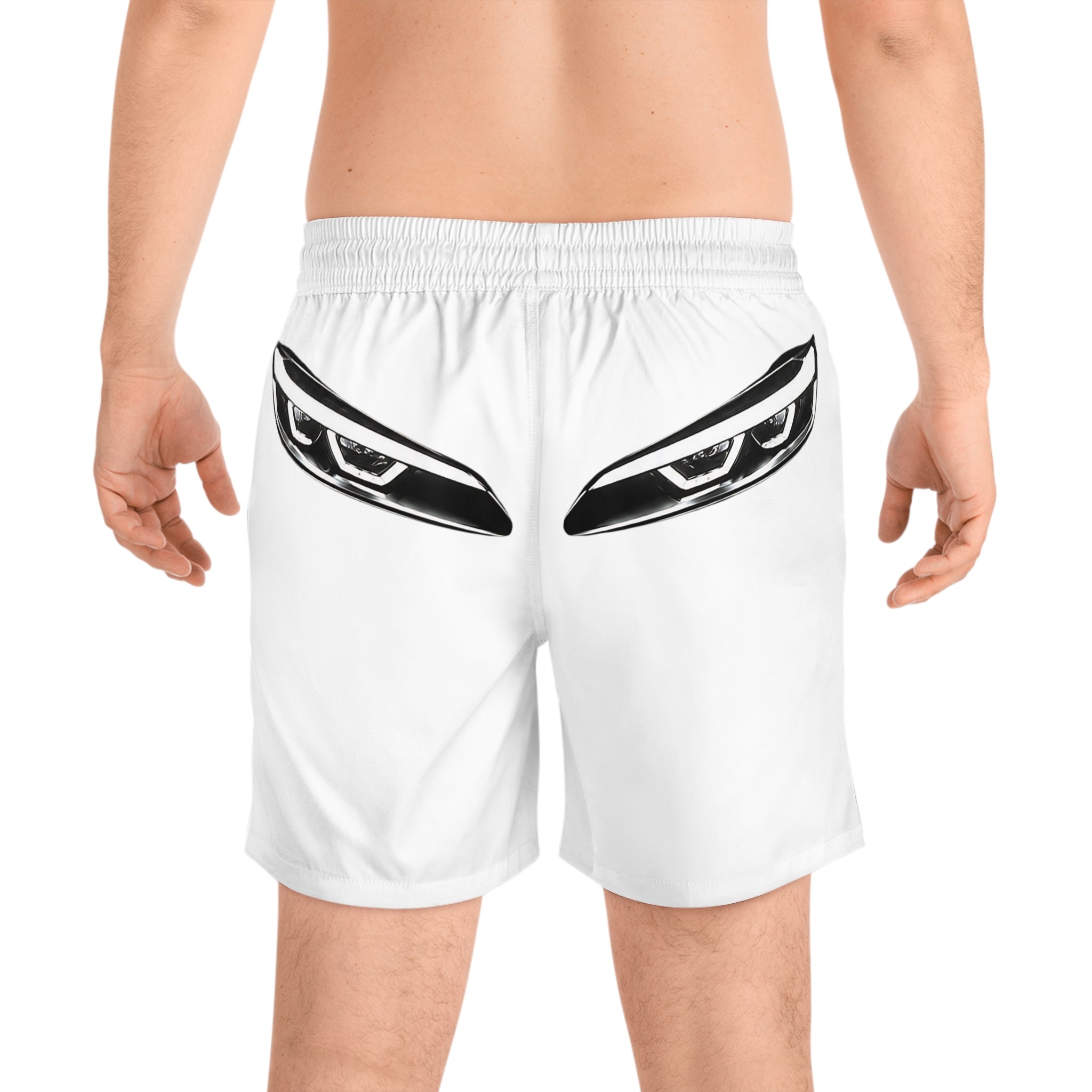 Men's Swim Shorts with Sporty Headlight Graphic