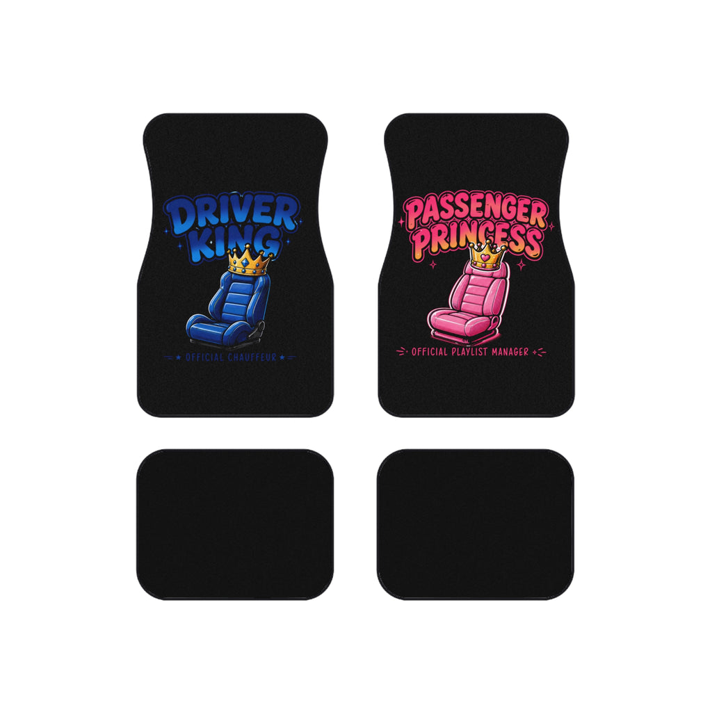 Car Mats — "Driver King" & "Passenger Princess" Matching Set (4-Piece)