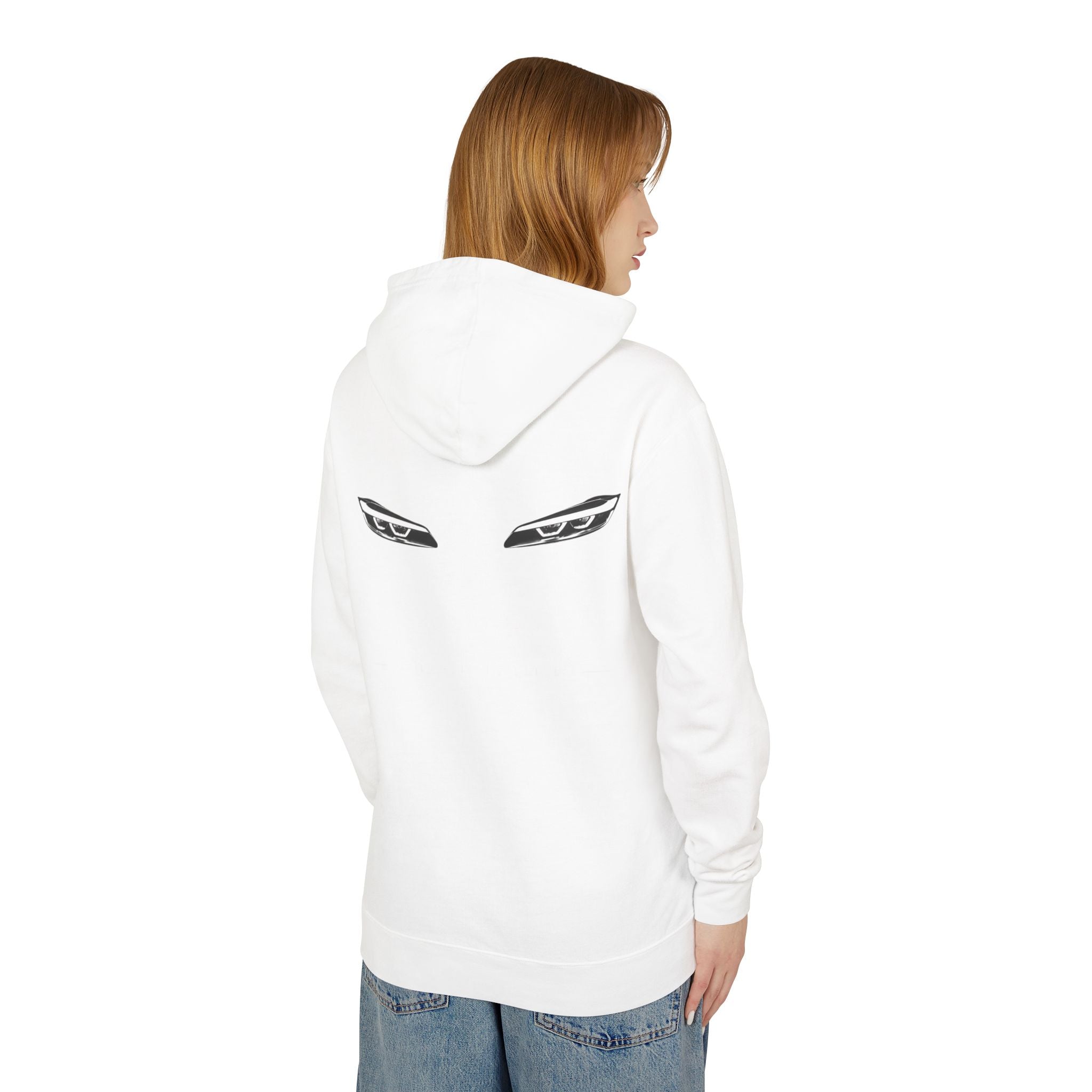 Sleek Car Headlight Eyes Graphic Lightweight Hoodie