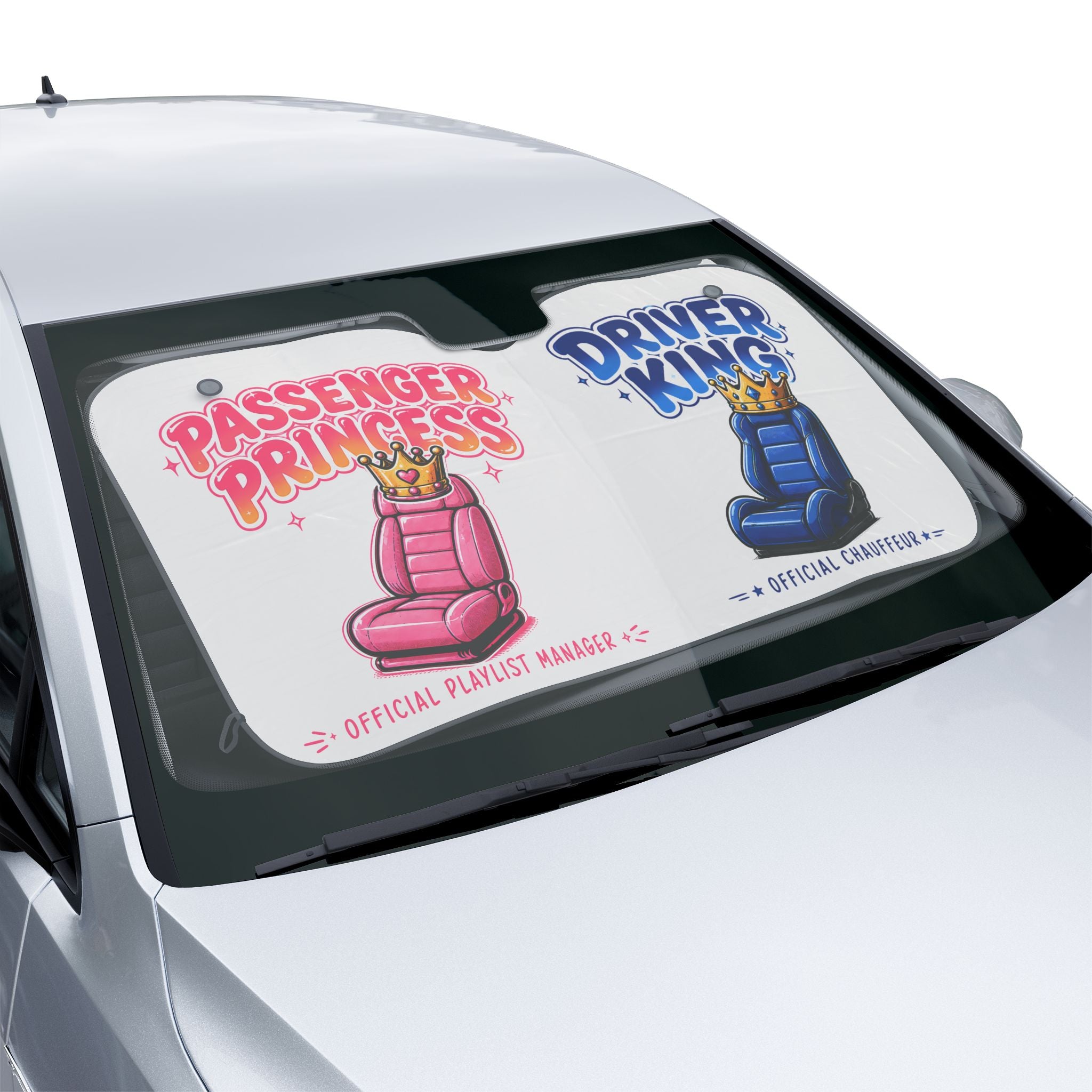 Passenger Princess & Driver King Car Sun Shade
